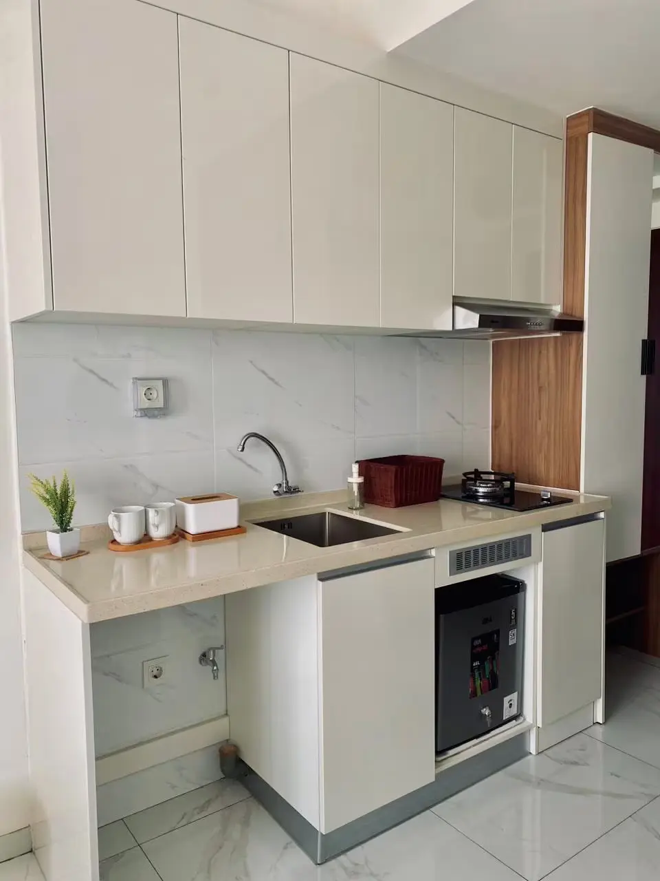 Modern IKEA-equipped shared kitchenette and pantry area